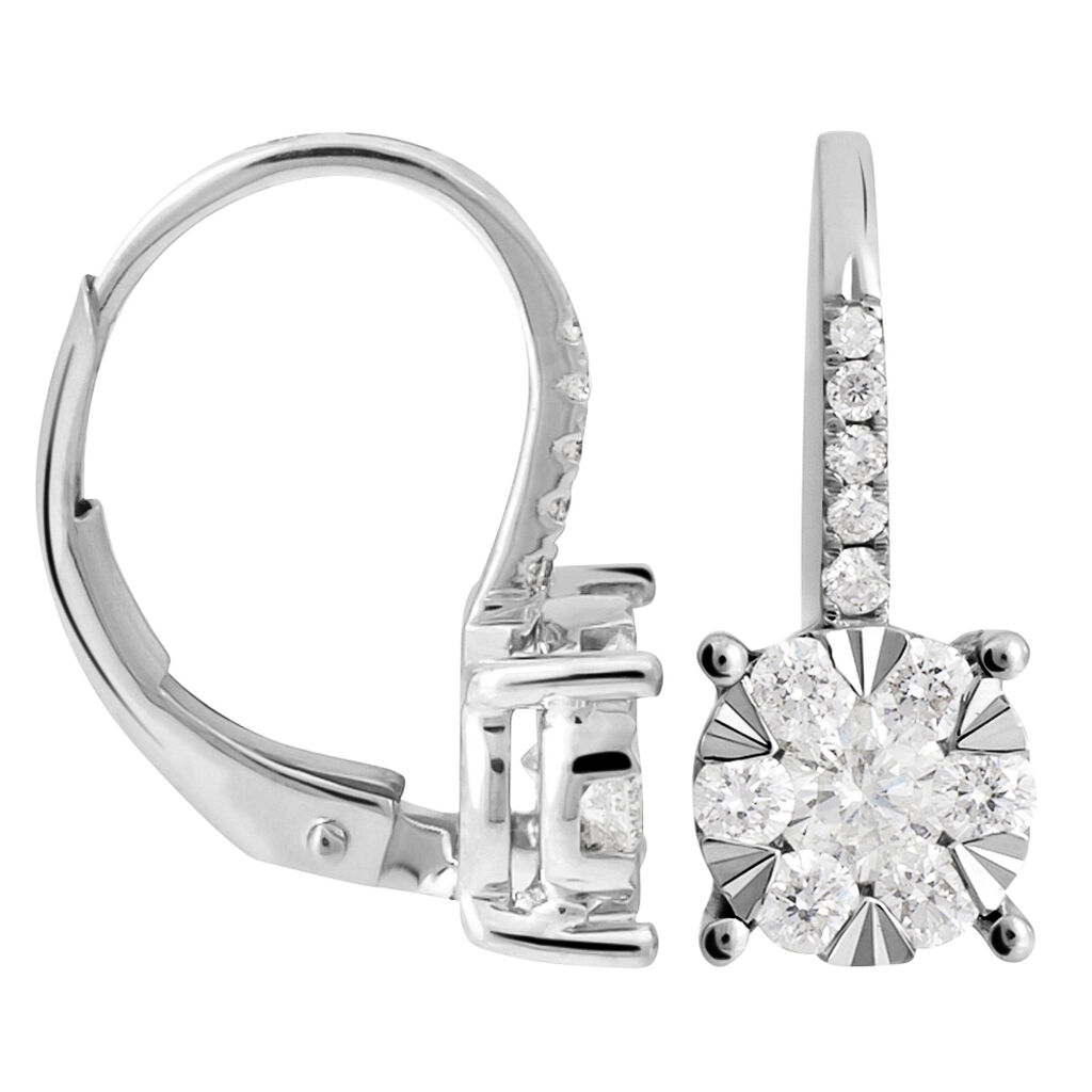 Orecchini Lobo Punto Luce Petali Oro Bianco Diamante - Orecchini a Lobo Donna | Stroili
