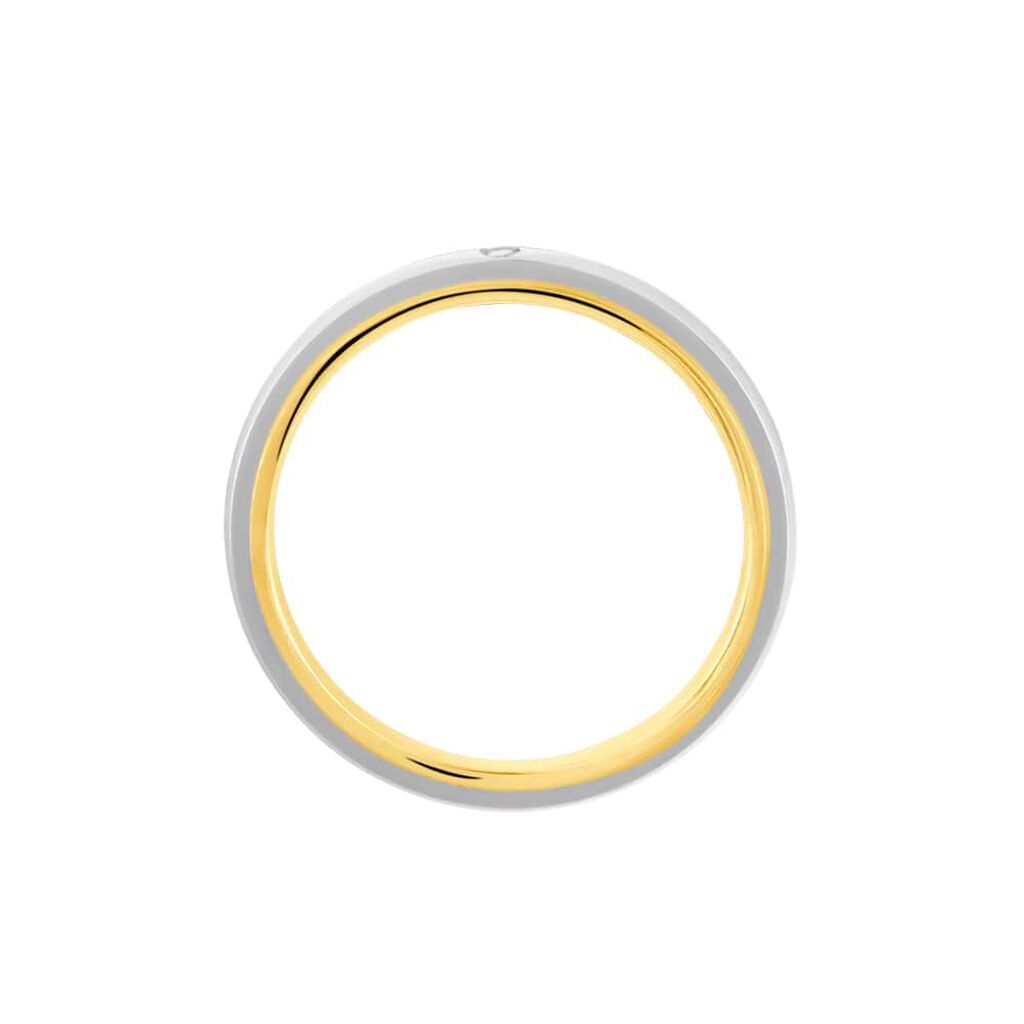 Fede Comoda 3 mm Oro Bicolore Diamante - Anelli con Incisione Donna | Stroili