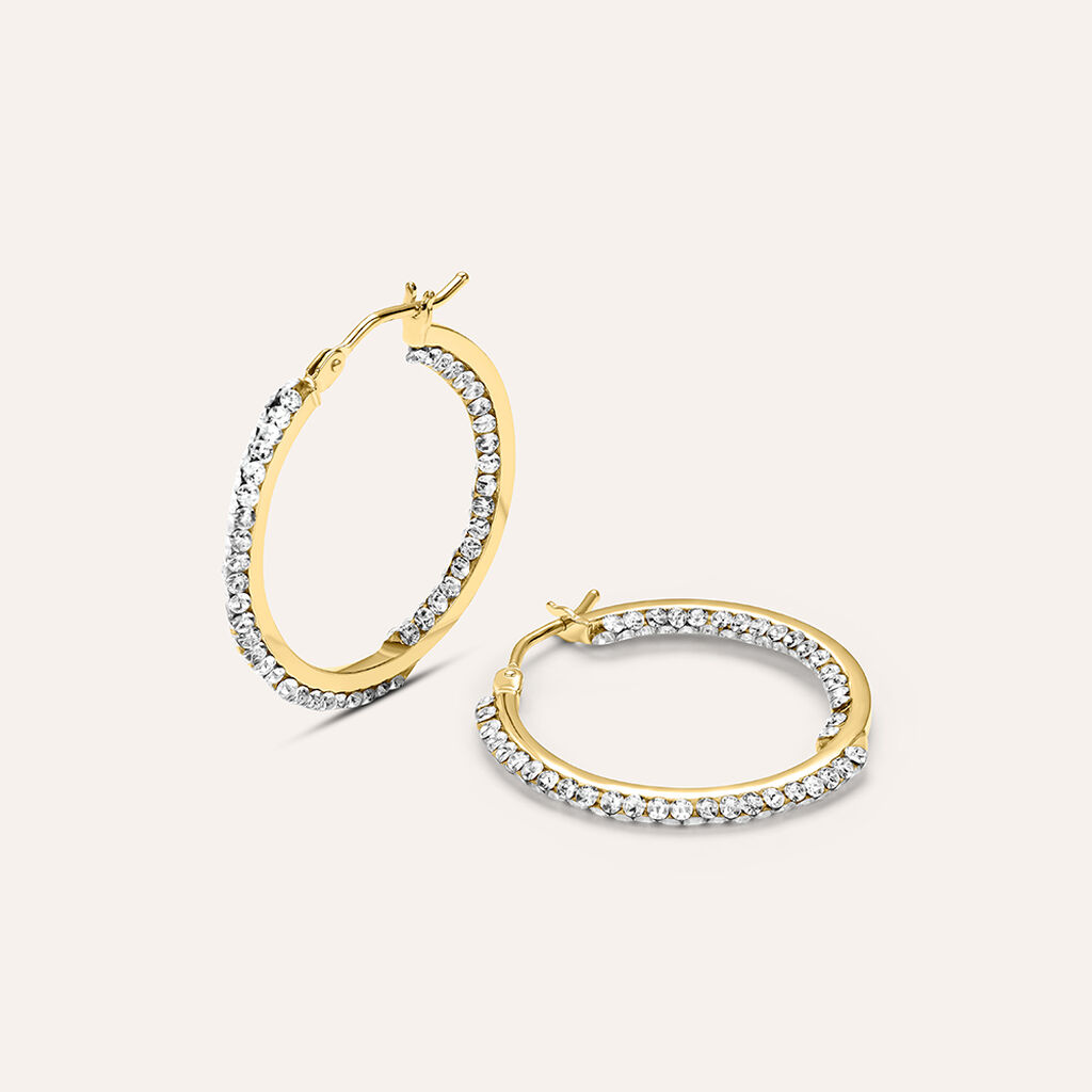Orecchini A Cerchio Toujours Oro Giallo Cristallo