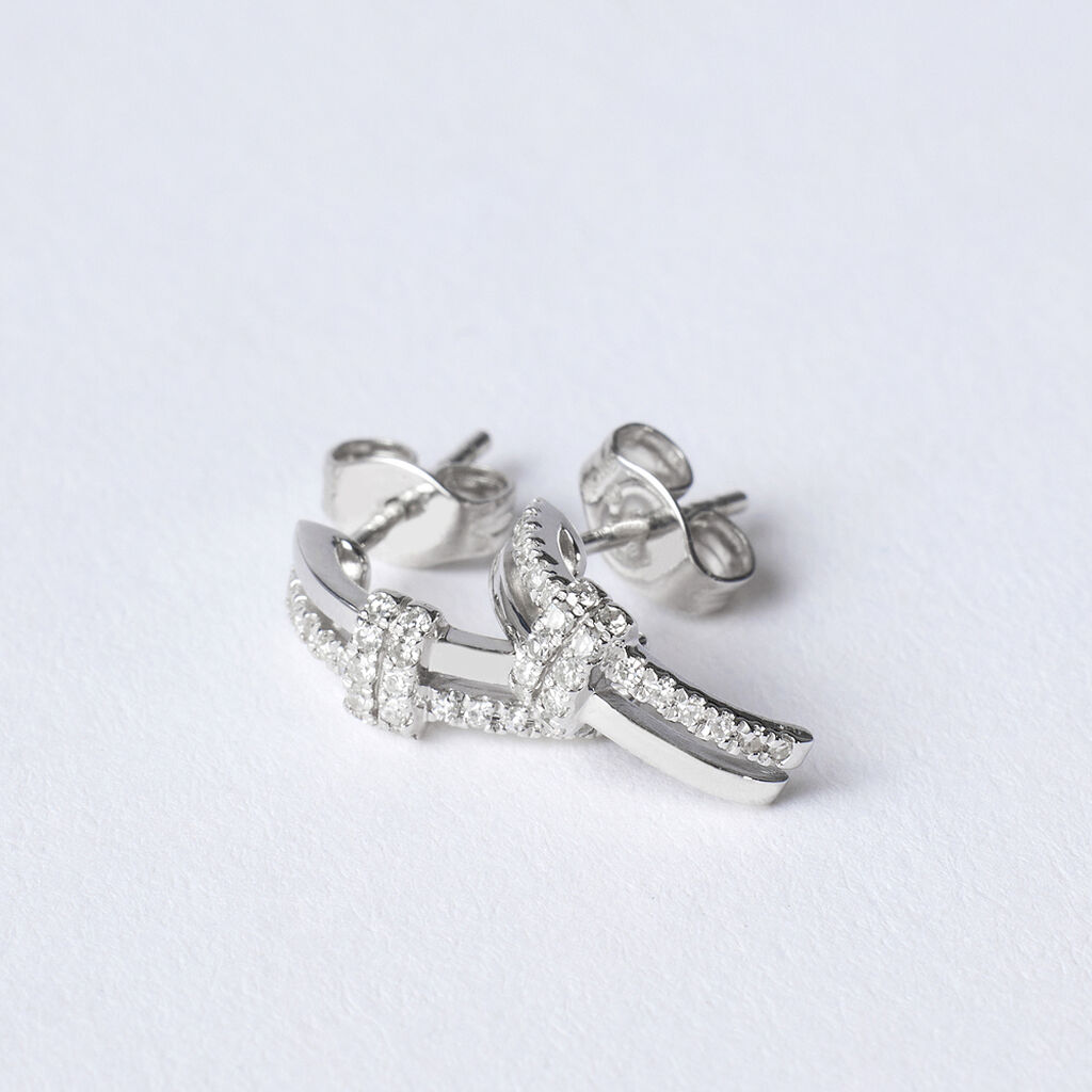 Orecchini Lobo Sophia Oro Bianco Diamante - Orecchini a Lobo Donna | Stroili