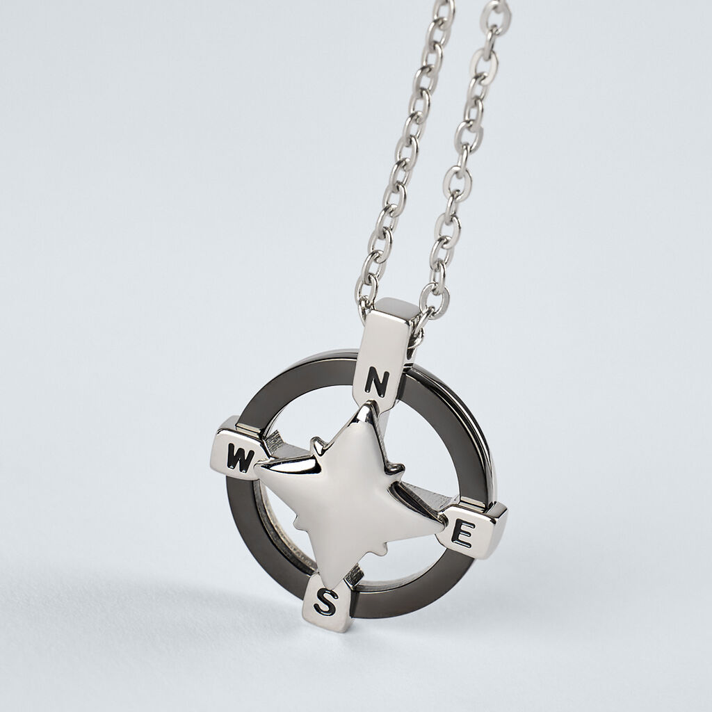 Collana Man Code Acciaio Bicolore Bianco / Nero