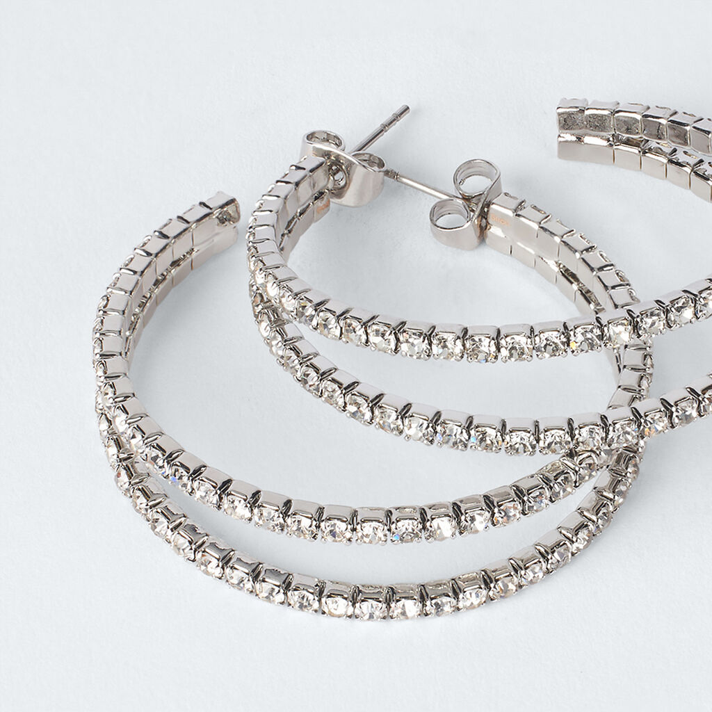 Orecchini A Cerchio Romantic Shine Metallo Cristallo - Orecchini a Cerchio Donna | Stroili