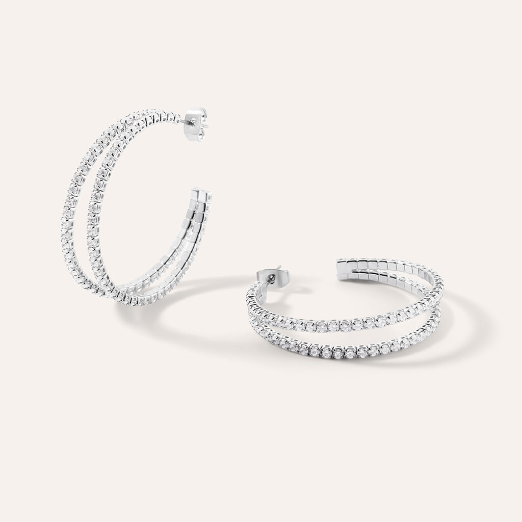 Orecchini A Cerchio Romantic Shine Metallo Cristallo - Orecchini a Cerchio Donna | Stroili