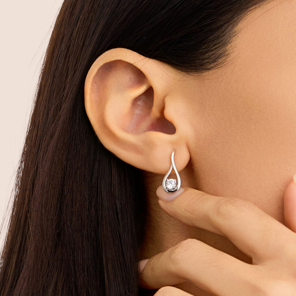 Orecchini Lobo Silver Elegance Argento Rodiato Cubic Zirconia