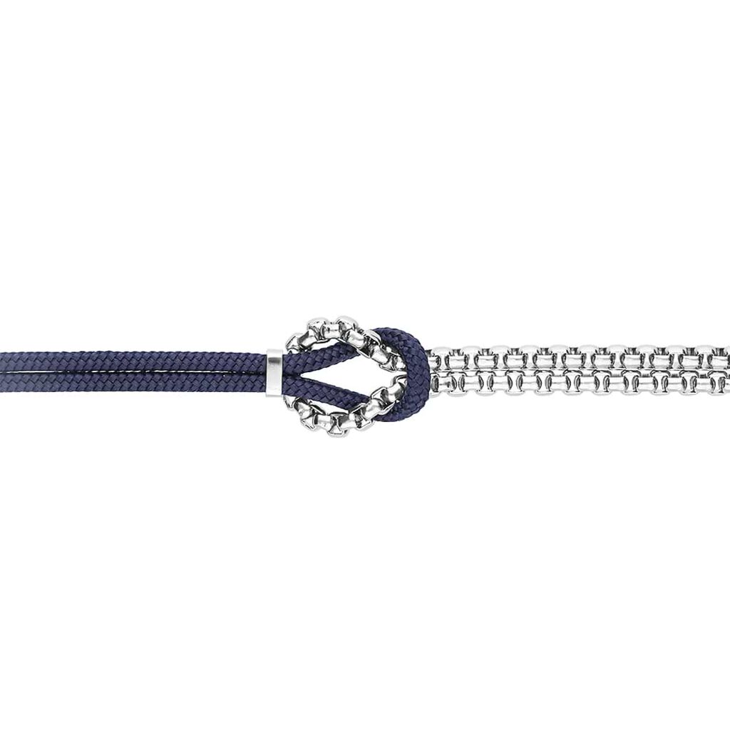 Bracciale in acciaio e corda blu - Bracciali Uomo | Stroili