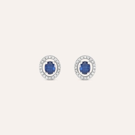 Orecchini Lobo Punto Luce Elizabeth Crown Oro Bianco Zaffiro Diamante - Orecchini a Lobo Donna | Stroili