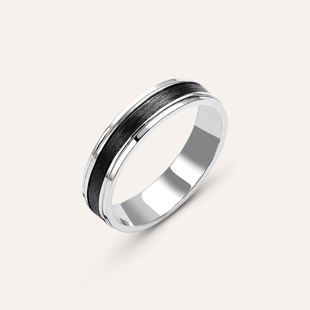 Fede Classica Carbonio 4.5 mm Oro Bianco - Anelli con Incisione Uomo | Stroili