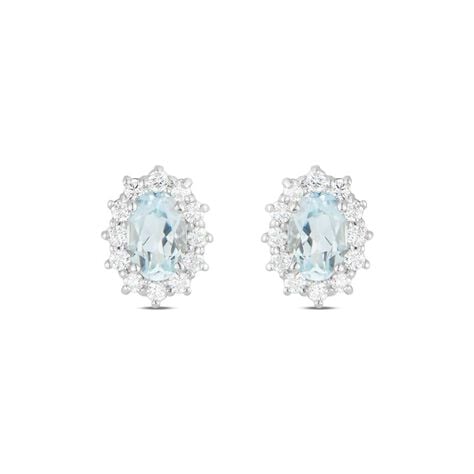 Orecchini Lobo Acquamarina Oro Bianco Acquamarina Diamante - Orecchini a Lobo Donna | Stroili