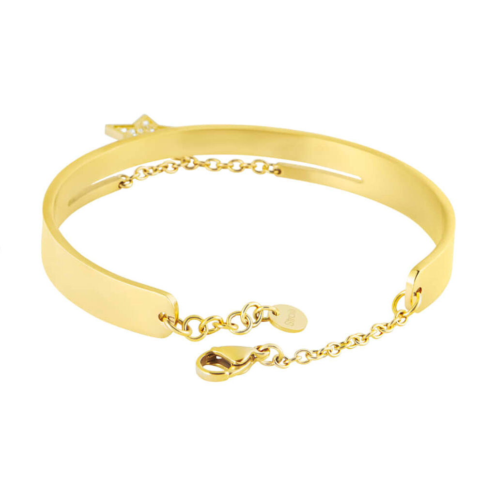 Bangle Lady Message Acciaio Dorato Cristallo - Bracciali Rigidi Donna | Stroili