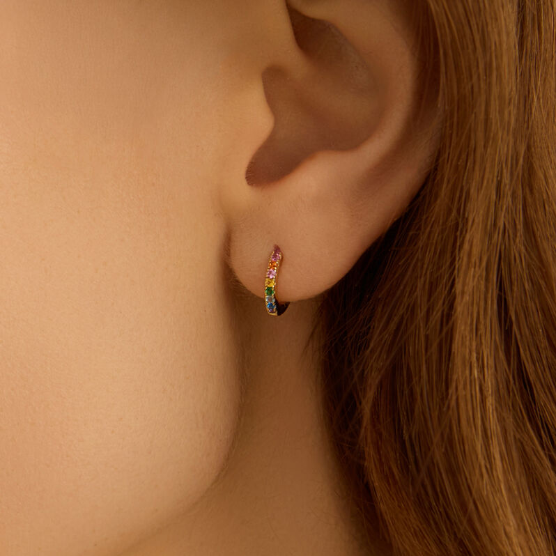 Orecchini A Cerchio Silver Rainbow Argento Dorato Cubic Zirconia - Orecchini a Cerchio Donna | Stroili