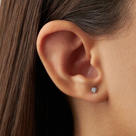 Orecchini Lobo Punto Luce Diamotion Oro Bianco Diamante - Orecchini a Lobo Donna | Stroili