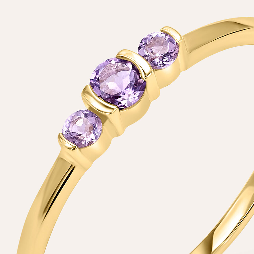 Anello Trilogy Am&eacute;lie Oro Giallo Ametista