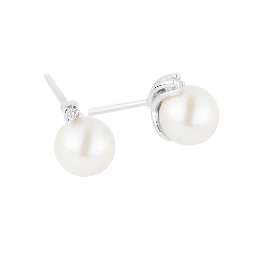 Orecchini Lobo Gold Pearls Oro Bianco Perla D'Acqua Dolce Diamante - Orecchini a Lobo Donna | Stroili