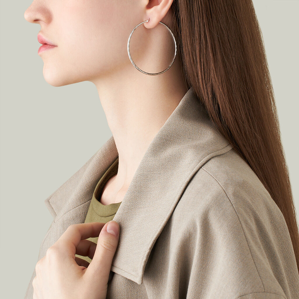 Orecchini A Cerchio Silver Collection Argento Rodiato - Orecchini a Cerchio Donna | Stroili
