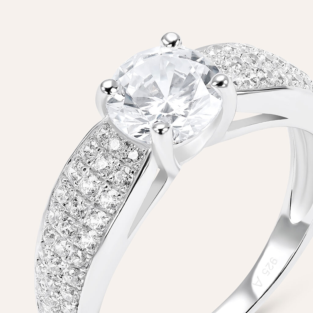 Anello Solitario Silver Elegance Argento Rodiato Cubic Zirconia