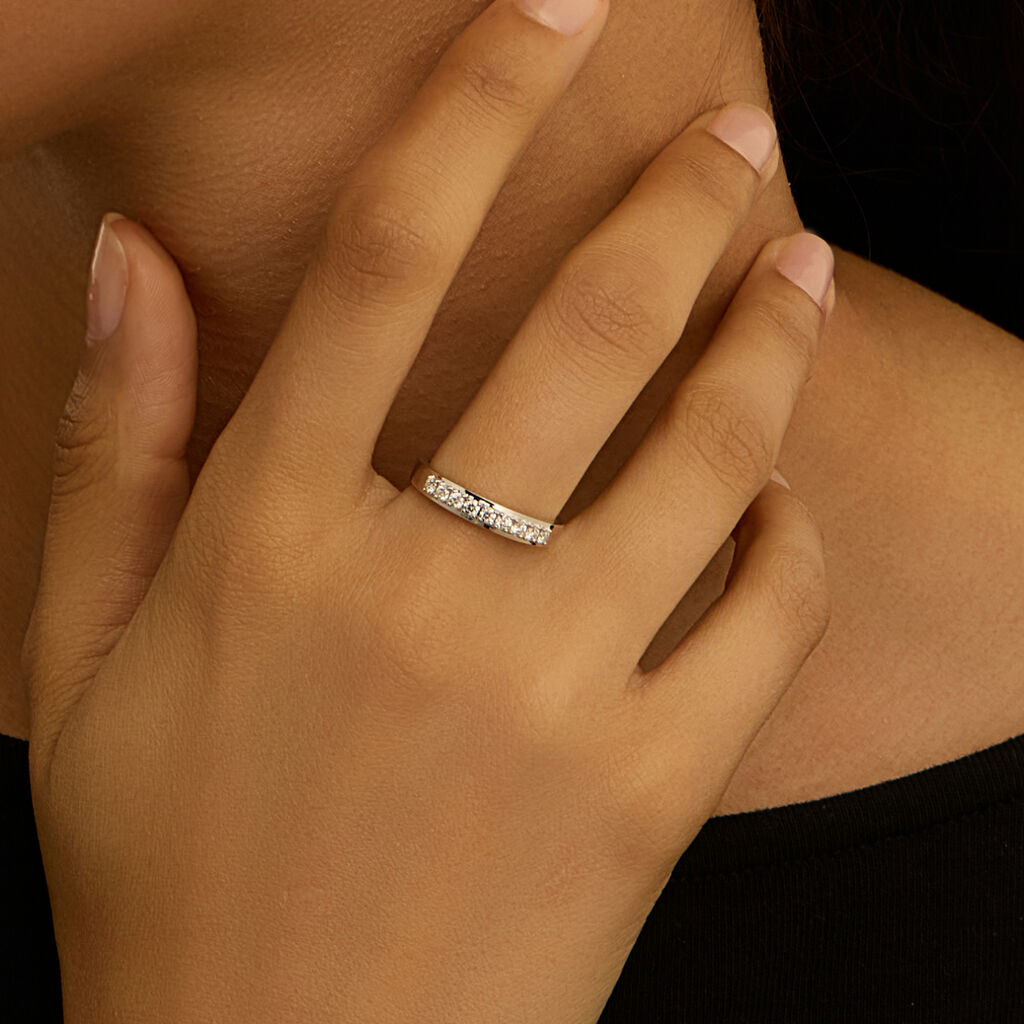 Anello Riviere Firmamenti Oro Bianco Diamante