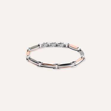 Bracciale Man Code Acciaio Tricolore Bianco / Rosa / Nero Cubic Zirconia