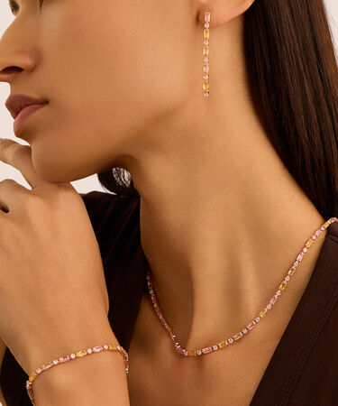 Collana Tennis Romantic Shine Ottone Rosa Cristallo