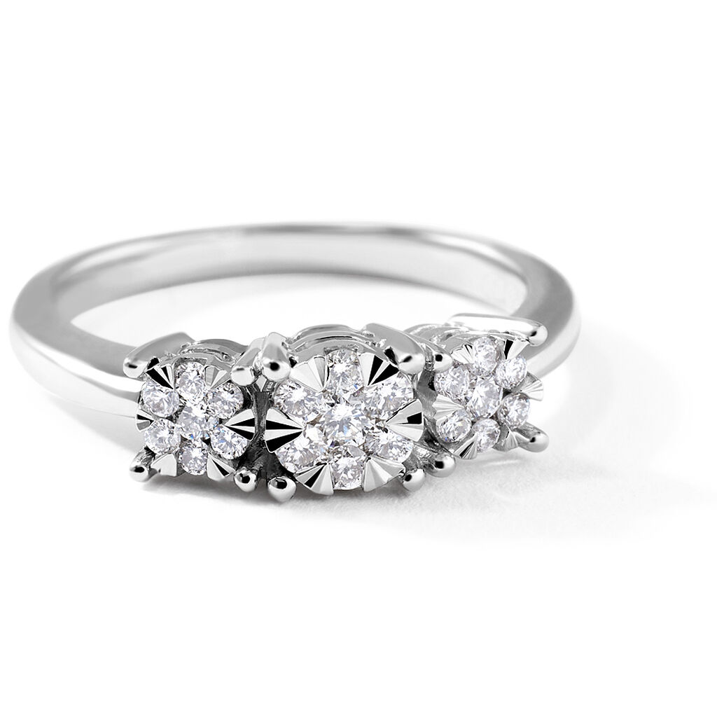 Anello Trilogy Petali Oro Bianco E Diamanti - Anelli con Pietre Donna | Stroili