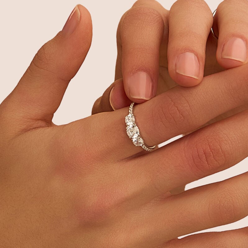 Anello Trilogy Claire Oro Bianco Cubic Zirconia - Anelli con Pietre Donna | Stroili