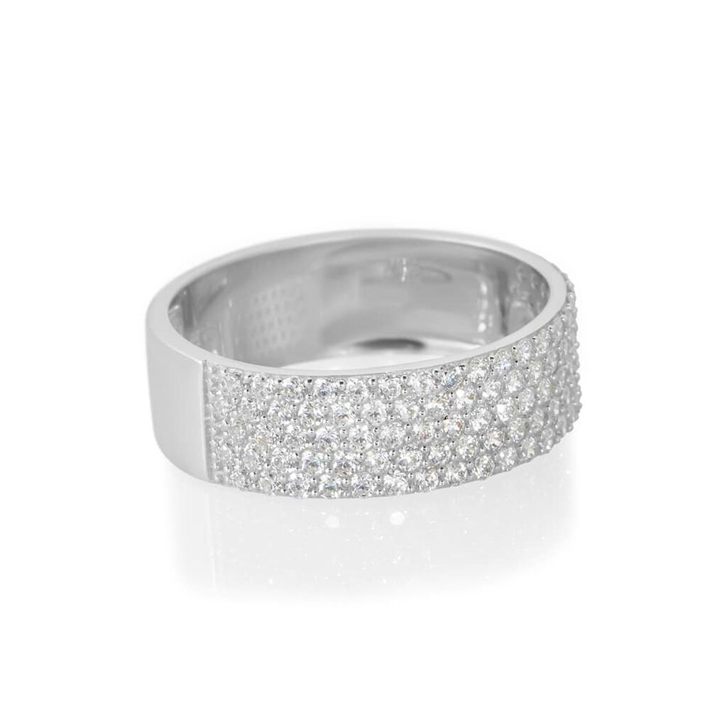 Anello Fascia Claire Oro Bianco Cubic Zirconia - Anelli a Fascia Larga Donna | Stroili