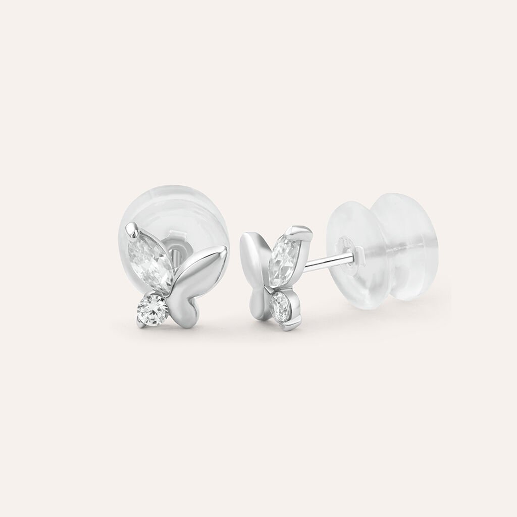 Orecchini Lobo Bon Ton Oro Bianco Cubic Zirconia - Orecchini a Lobo Donna | Stroili