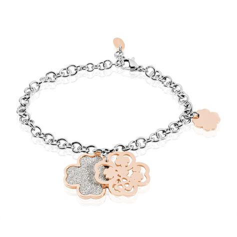 Bracciale quadrifoglio in acciaio bicolore e lurex - Bracciali Donna | Stroili