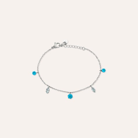 Bracciale Acciaio Cristallo Azzurro 16+3cm - Bracciali Donna | Stroili