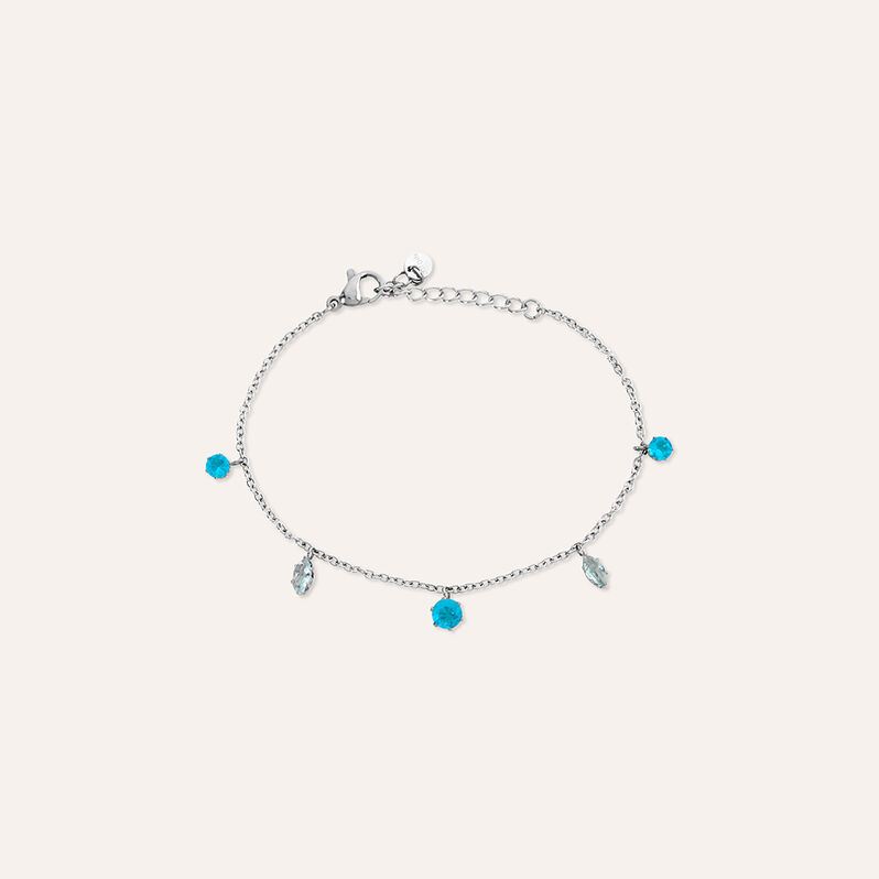 Bracciale Acciaio Cristallo Azzurro 16+3cm - Bracciali Donna | Stroili