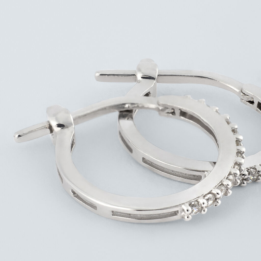Orecchini A Cerchio Toujours Oro Bianco Cubic Zirconia - Orecchini a Cerchio Donna | Stroili