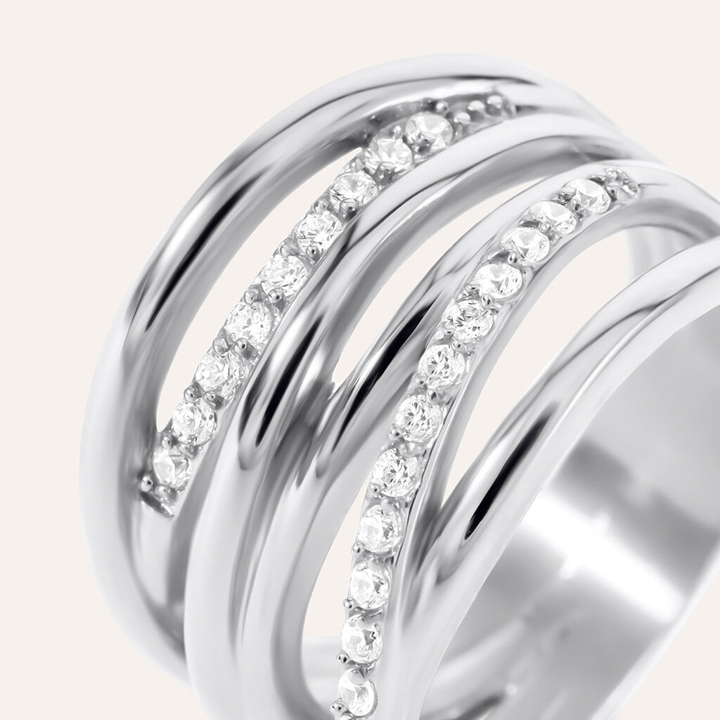 Anello Fascia Aura Acciaio Cubic Zirconia