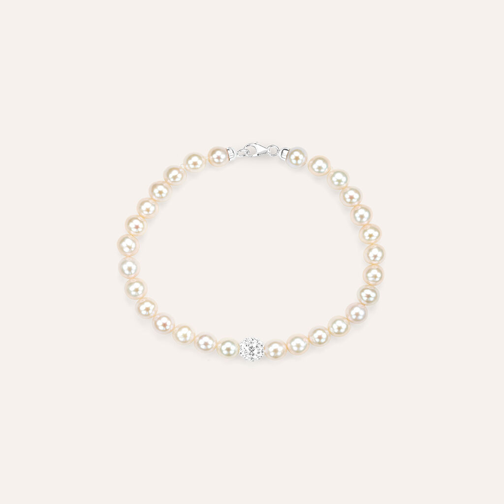 Bracciale Gabrielle Oro Bianco Perla D'Acqua Dolce Cristallo