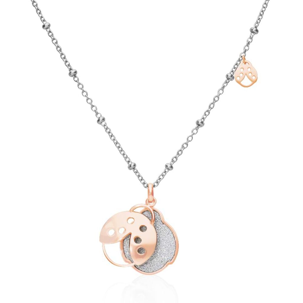 Girocollo in acciaio bicolore con charm coccinella con glitter - Collane Donna | Stroili