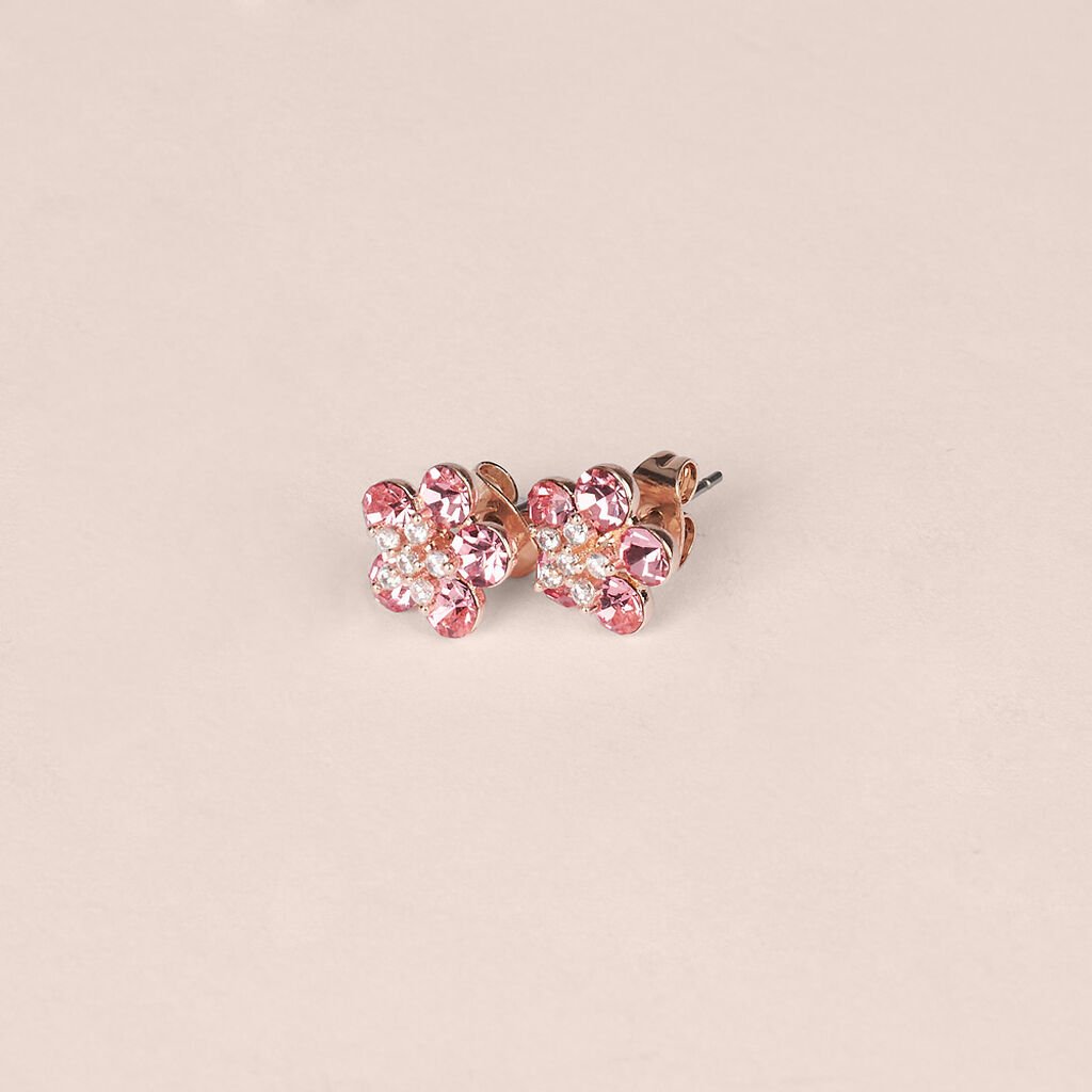 Orecchini Lobo Romantic Shine Ottone Rosa Cristallo - Orecchini a Lobo Donna | Stroili