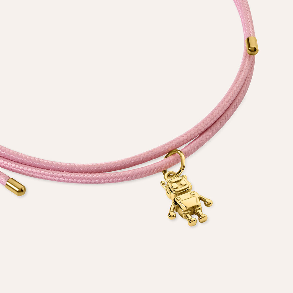 Choker Magnetico Cordino Rosa e Acciaio Dorato