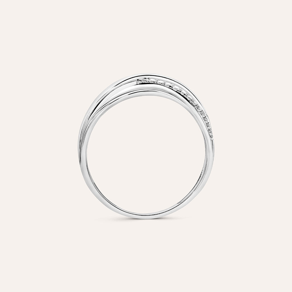 Anello Fascia Claire Oro Bianco Cubic Zirconia - Anelli a Fascia Larga Donna | Stroili