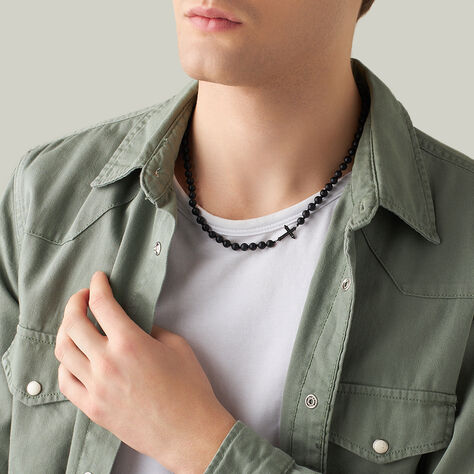 Collana Man Code Metallo Nero Cubic Zirconia - Collane Uomo | Stroili
