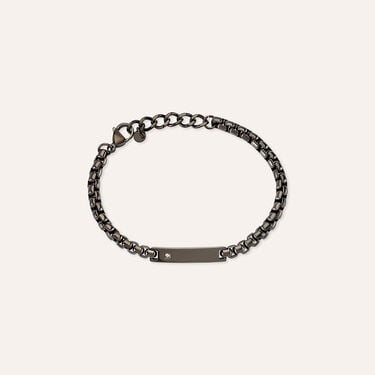Bracciale Con Targhetta Man Code Acciaio Nero Cubic Zirconia