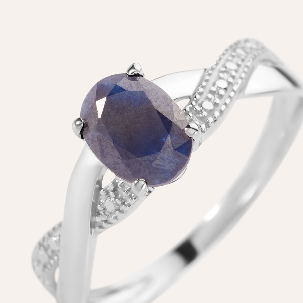 Anello Solitario Charlotte Oro Bianco Zaffiro