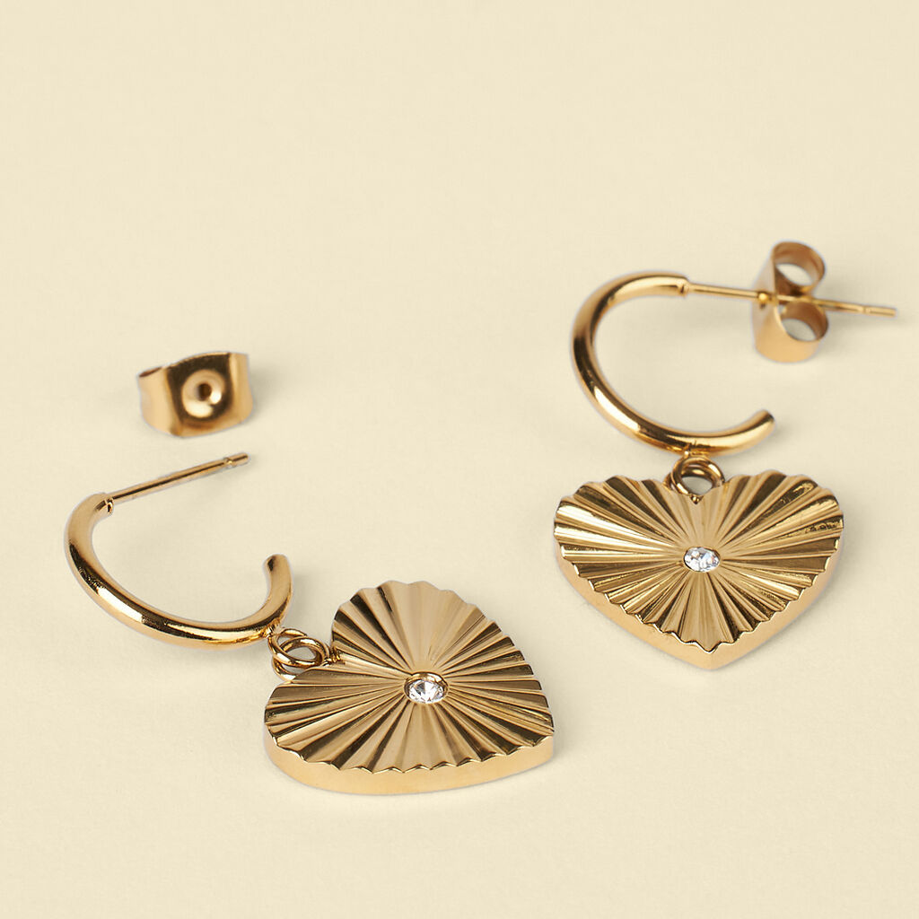 Orecchini A Cerchio Radiance Acciaio Dorato Cristallo