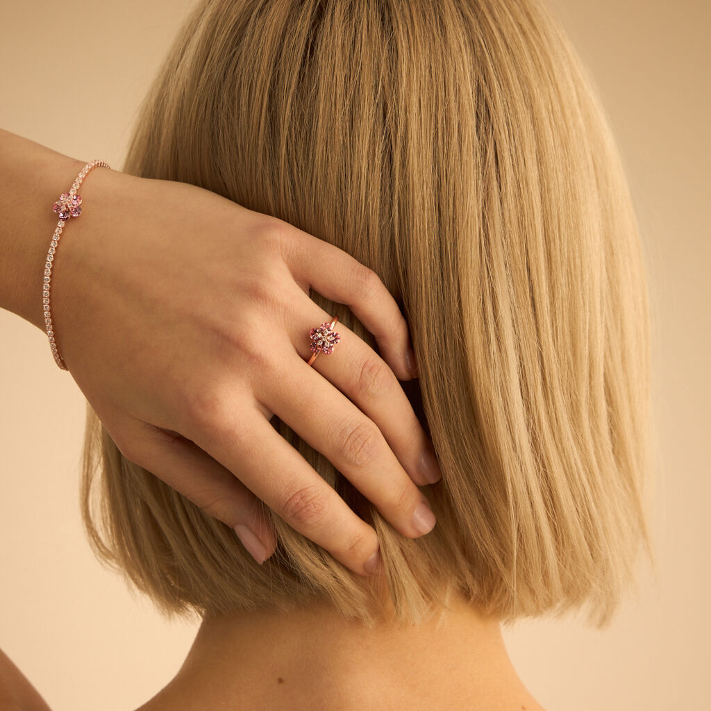 Anello Fantasia Romantic Shine Ottone Rosa Cristallo