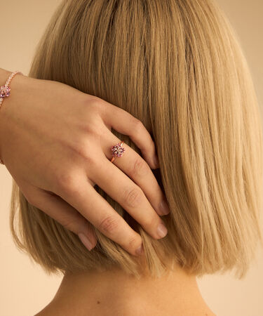 Anello Fantasia Romantic Shine Ottone Rosa Cristallo