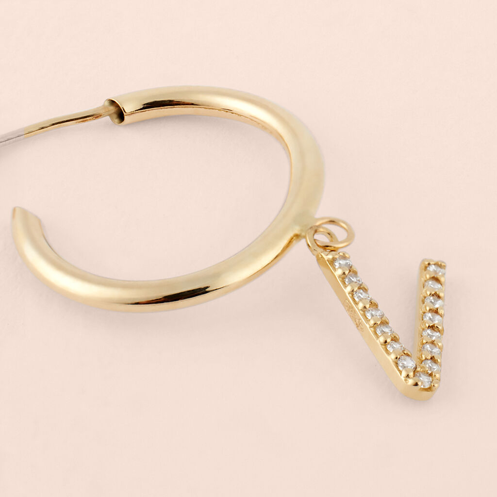 Mono Orecchino A Cerchio Toujours Oro Giallo Cubic Zirconia