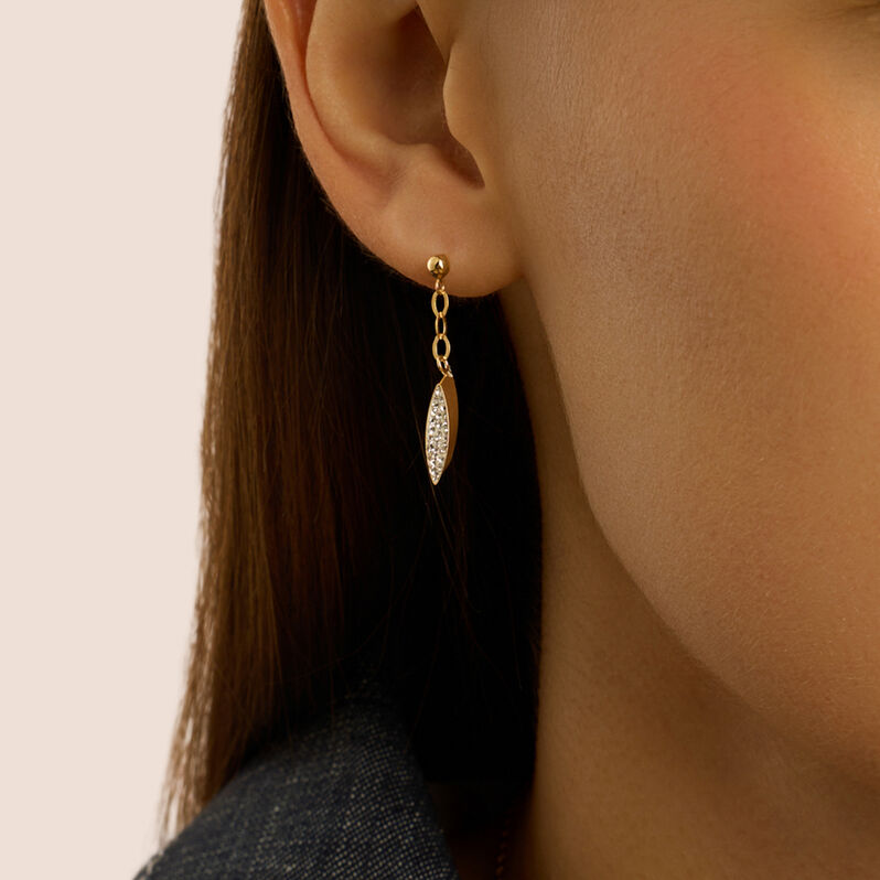 Orecchini Pendenti Christelle Oro Giallo Cristallo - Orecchini Pendenti Donna | Stroili