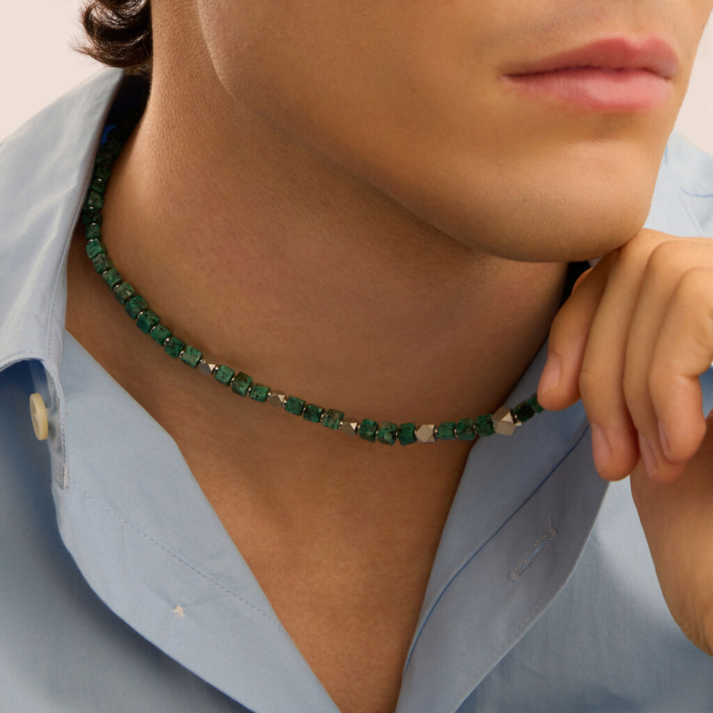 Collana Man Code Acciaio Turchese