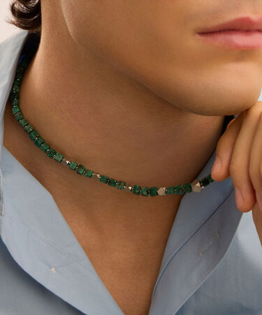 Collana Man Code Acciaio Turchese