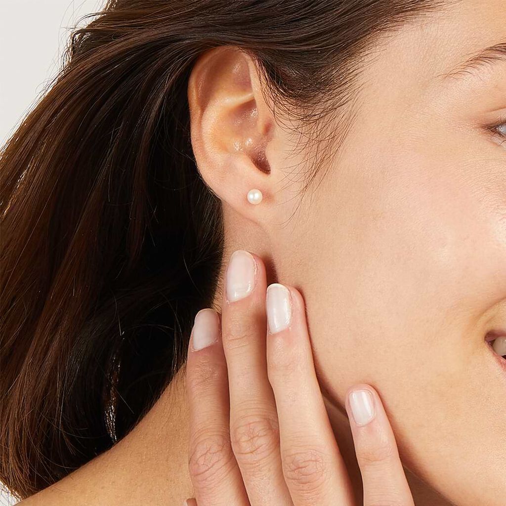 Orecchini Lobo Gabrielle Oro Bianco Perla D'Acqua Dolce