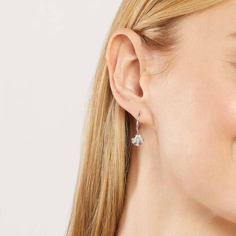 Orecchini a cerchio in argento rodiato e zirconi con conchiglia - Orecchini a Cerchio Donna | Stroili