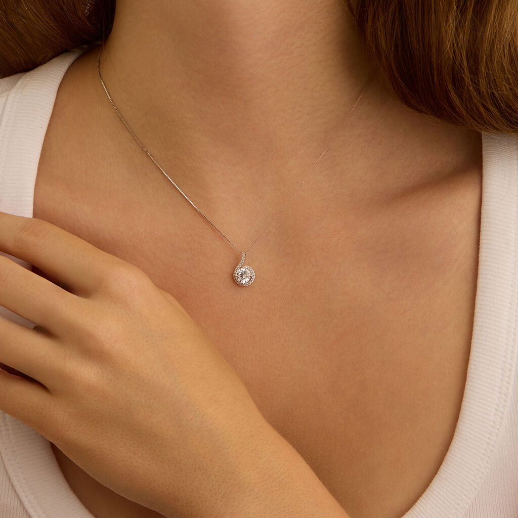 Collana Punto Luce Claire Oro Bianco Cubic Zirconia