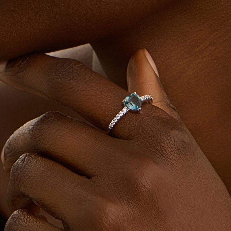 Anello Solitario Am&eacute;lie Oro Bianco Topazio Cubic Zirconia - Anelli con Pietre Donna | Stroili
